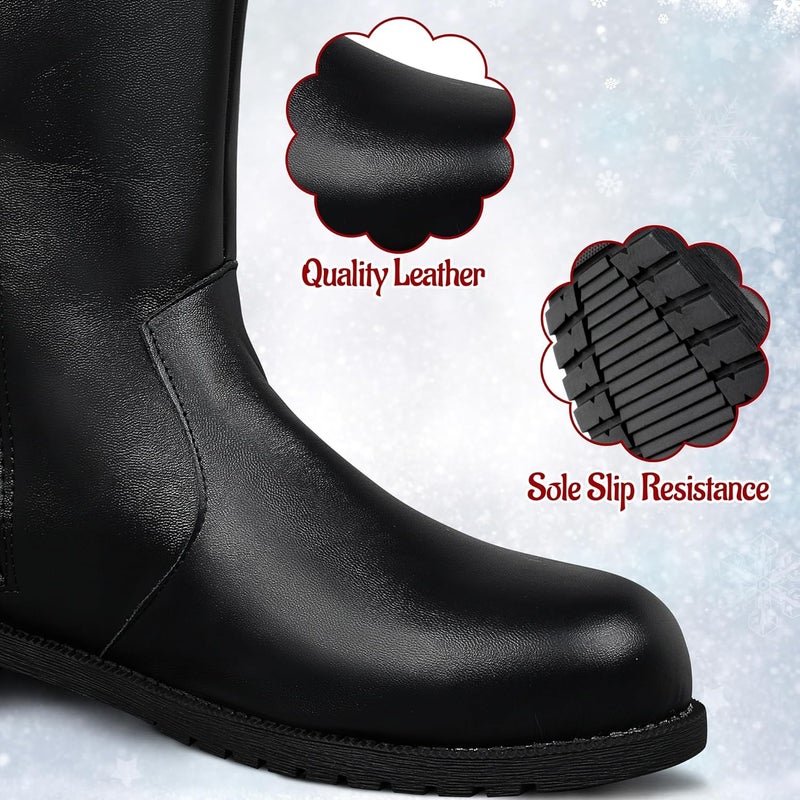 FancyFun Store Christmas Santa Boots Men, Christmas Santa Claus Boots for Men Adult Wide Calf Costume with White Fur - Image 2